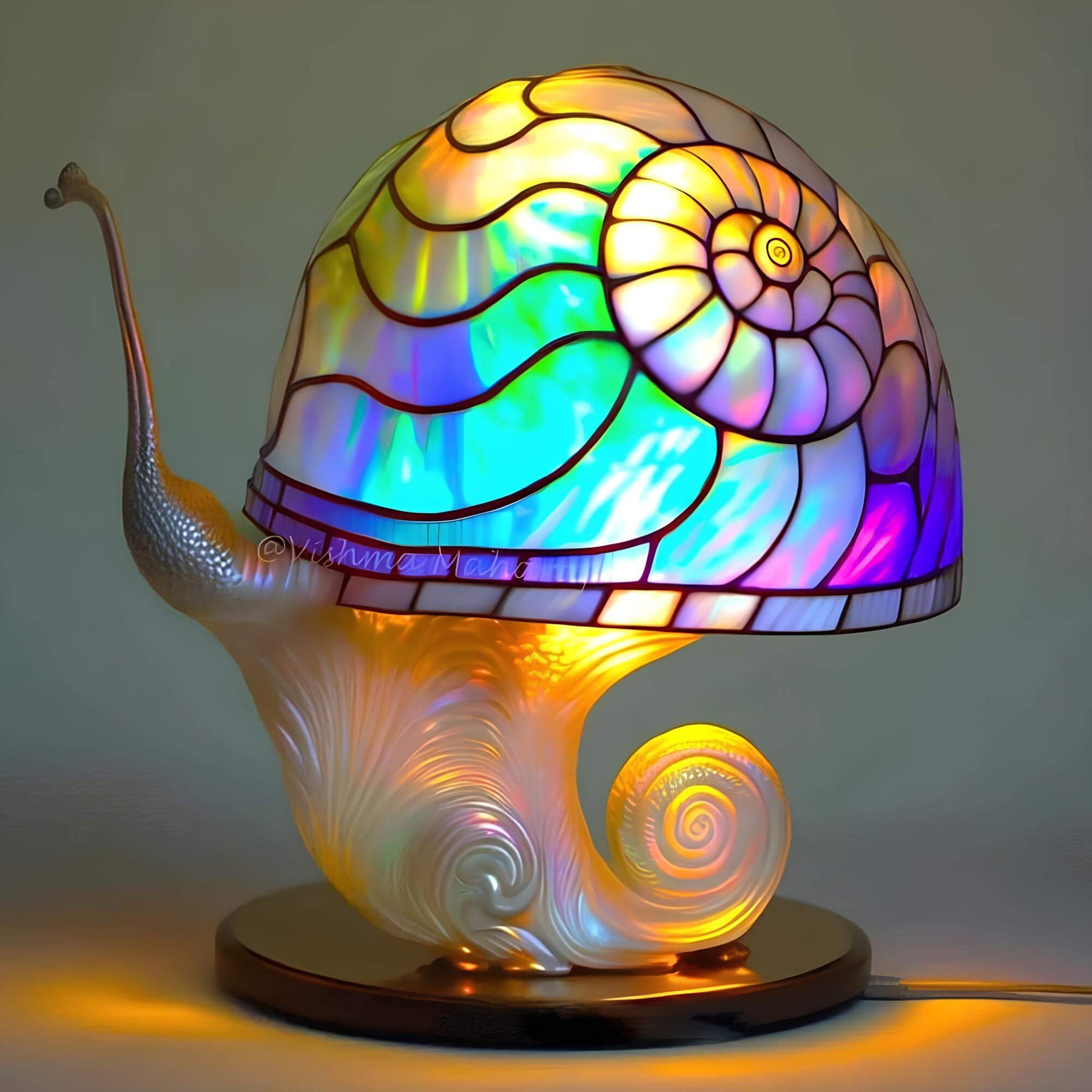 Fantasy Buntglas Tischlampe